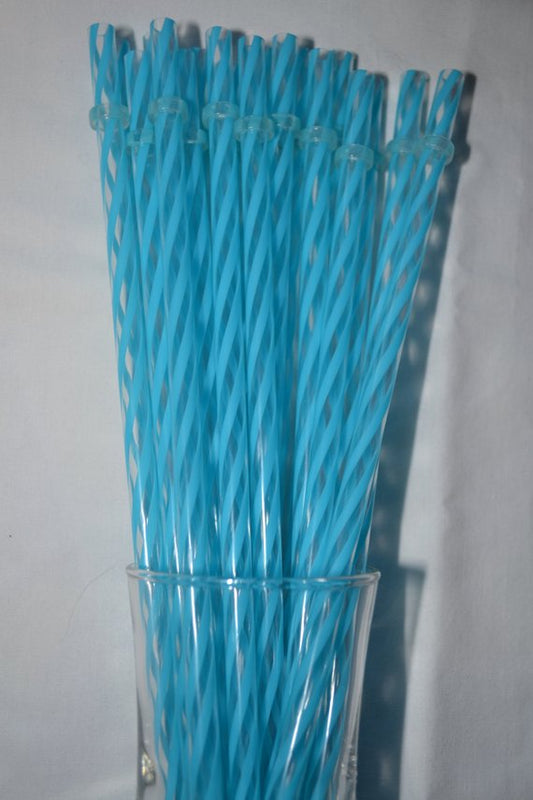 9" Aqua Clear Swirly Reusable Straw
