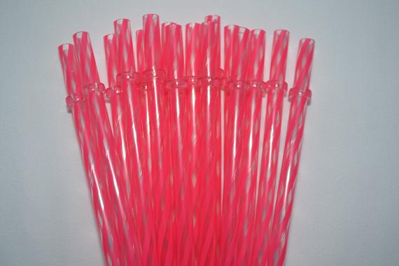11" Pink Clear Swirly Reusable Straws