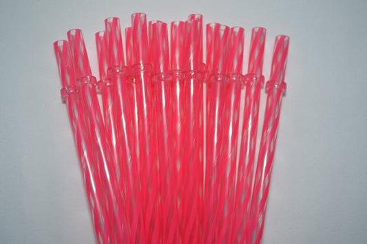 9" Pink Clear Swirly Reusable Straw