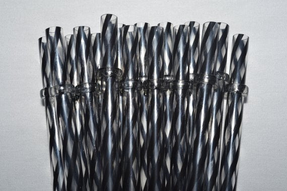 11" Black Clear Swirly Reusable Straws