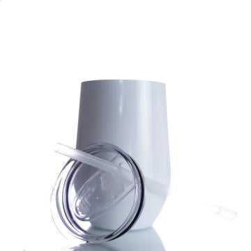 15oz Stemless Wine Glass with Sliding lid AND Straw