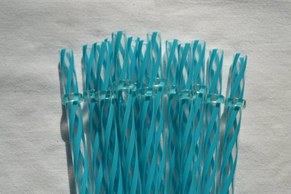 11" Teal Swirly Reusable Straws