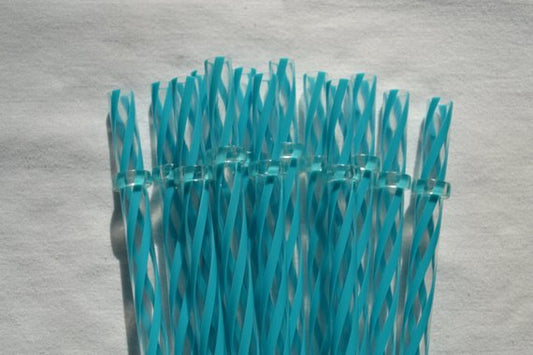 9" Teal Clear Swirly Reusable Straw
