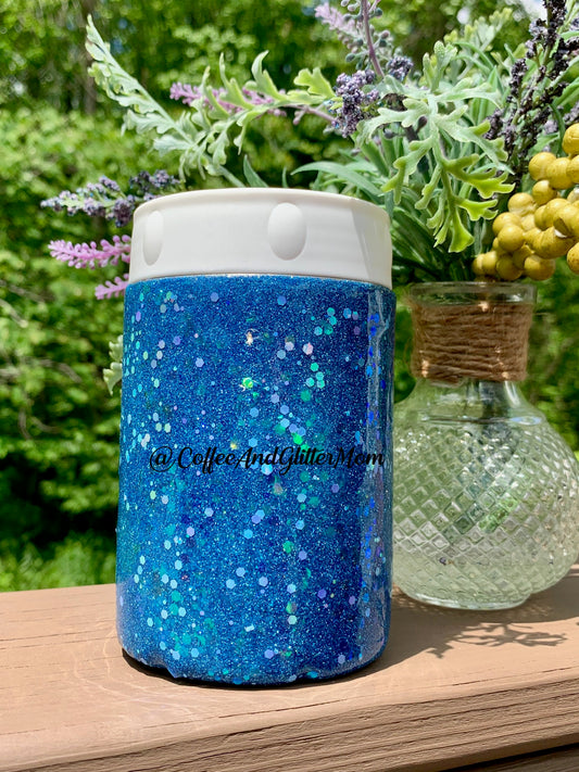 Blue Can Cooler with Rubber with Screw-Top