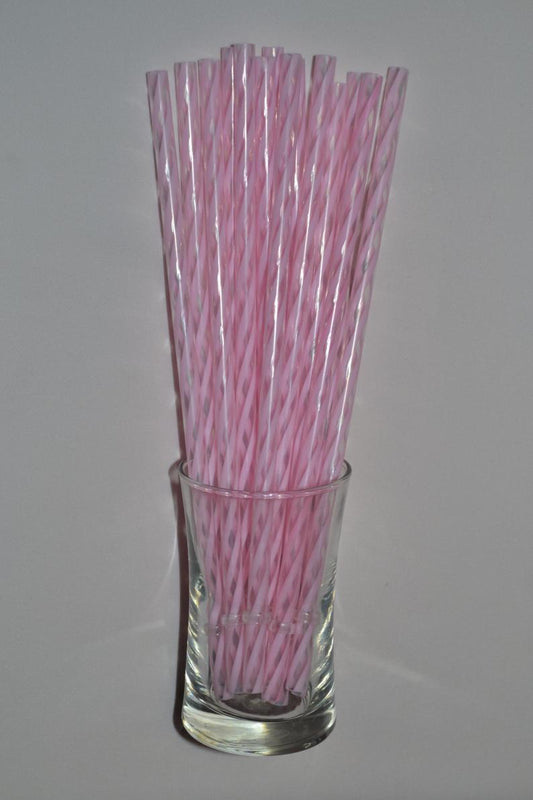 11" Blush Pink and Clear Swirly Reusable Straw
