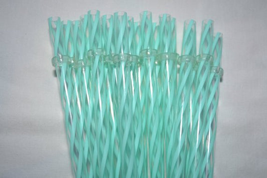 11" Mint Green & Clear Swirly Reusable Straws
