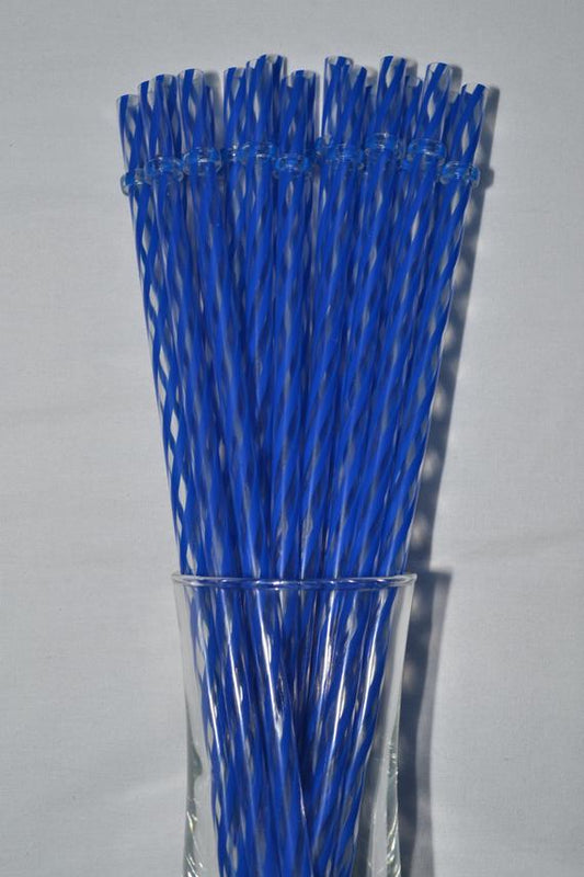 11" Dark Blue Swirly Reusable Straws