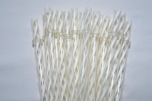 9" White and Clear Swirly Reusable Straw
