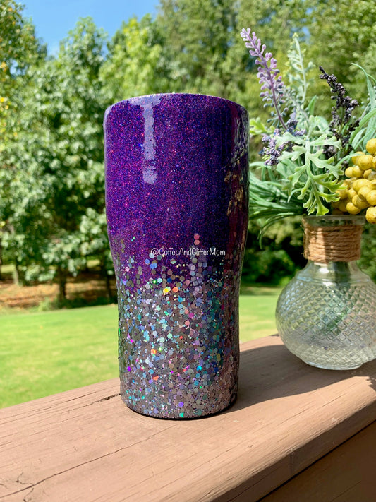 20oz Holo Cosmic Purple to chunky Holo Gunmetal Slim Curve