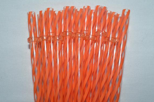 9" Orange Clear Swirly Reusable Straw