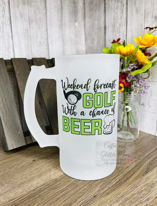 Weekend Forecast Golf 16oz Frosted Glass Stein