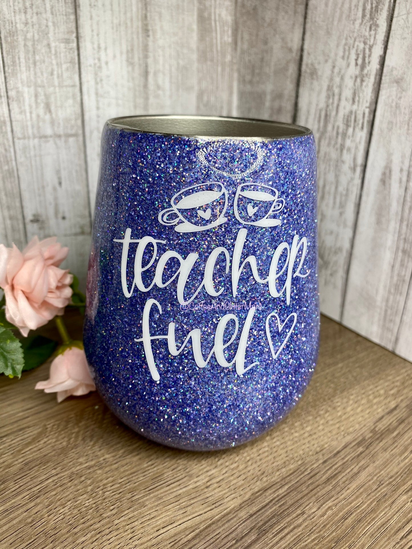 Teacher Fuel 14oz Holographic Lavender Wine Tumbler