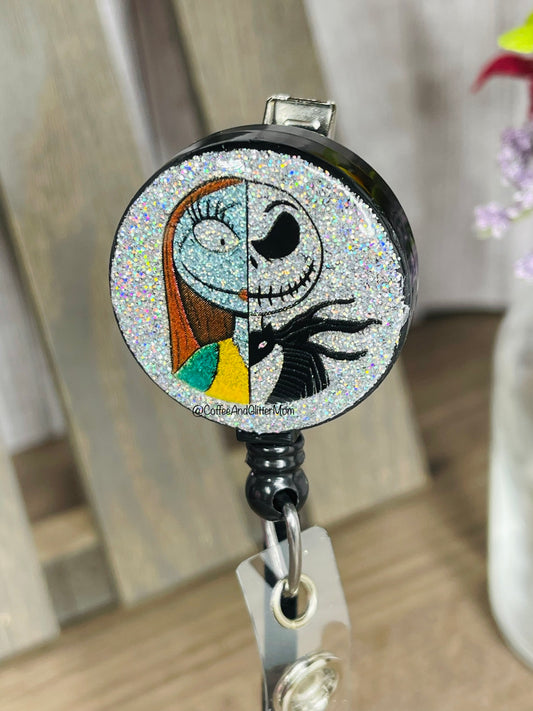 Jack and Sally Silver Holographic Badge Reel
