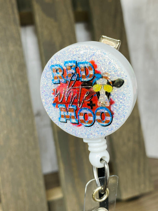 Red White and Moo Badge Reel