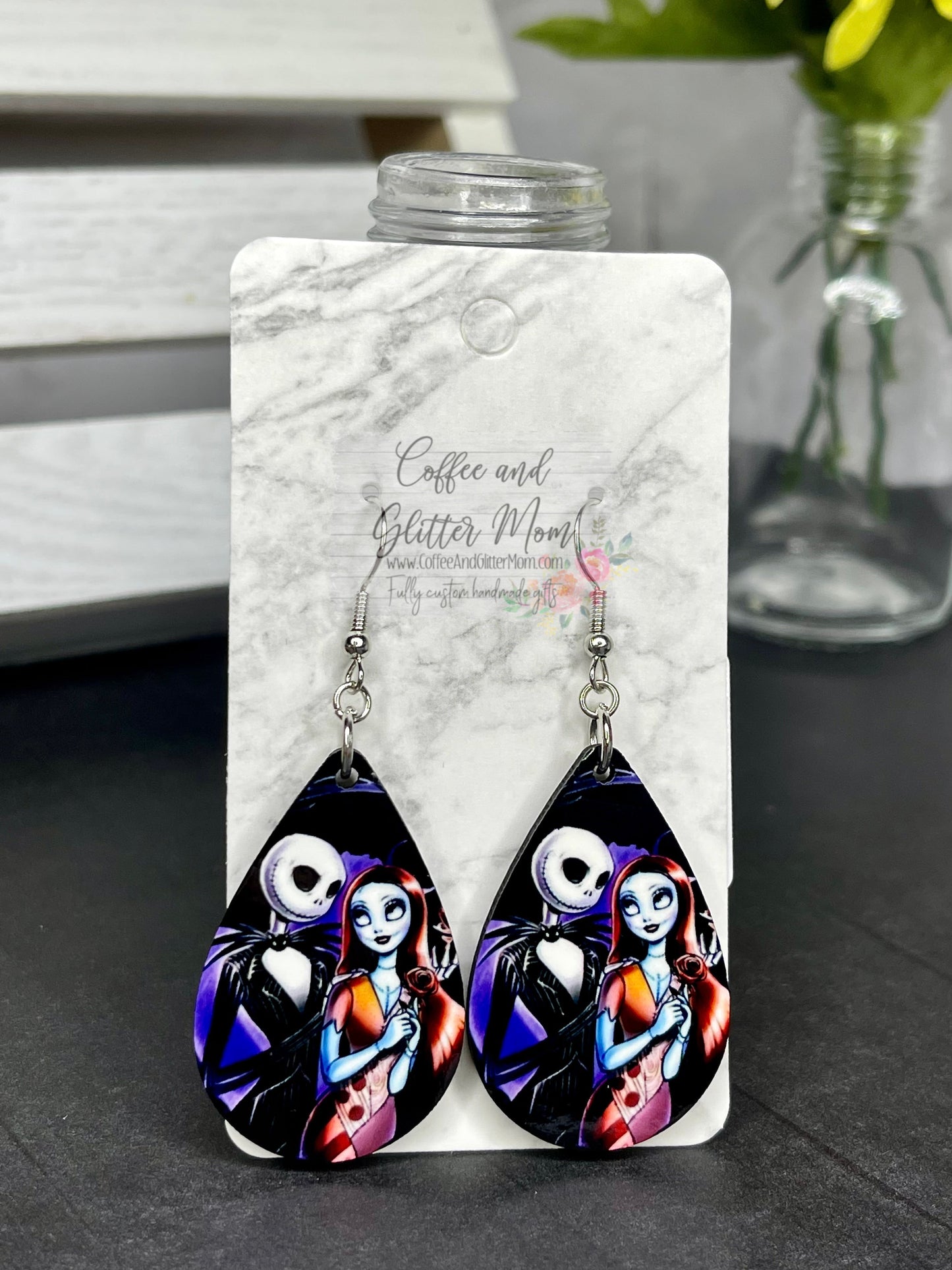 RTS Jack and Sally Halloween Love Earrings