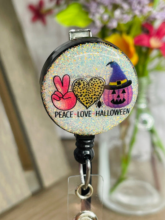 Peace Love Halloween Badge Reel