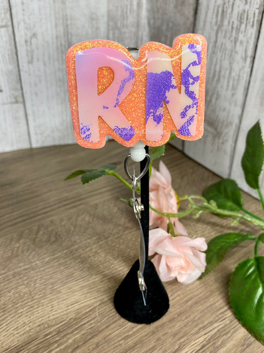 Coral Marble RN Badge Reel