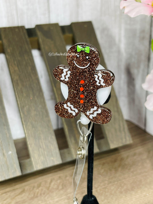 Gingerbread Badge Reel - White