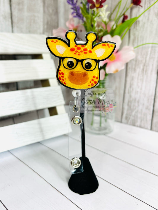 Glasses Giraffe Designer Badge Reel