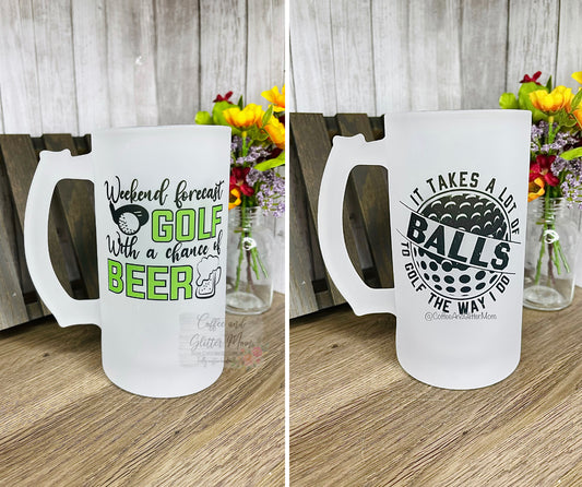 Weekend Forecast Lots Of Balls 16oz Frosted Glass Stein