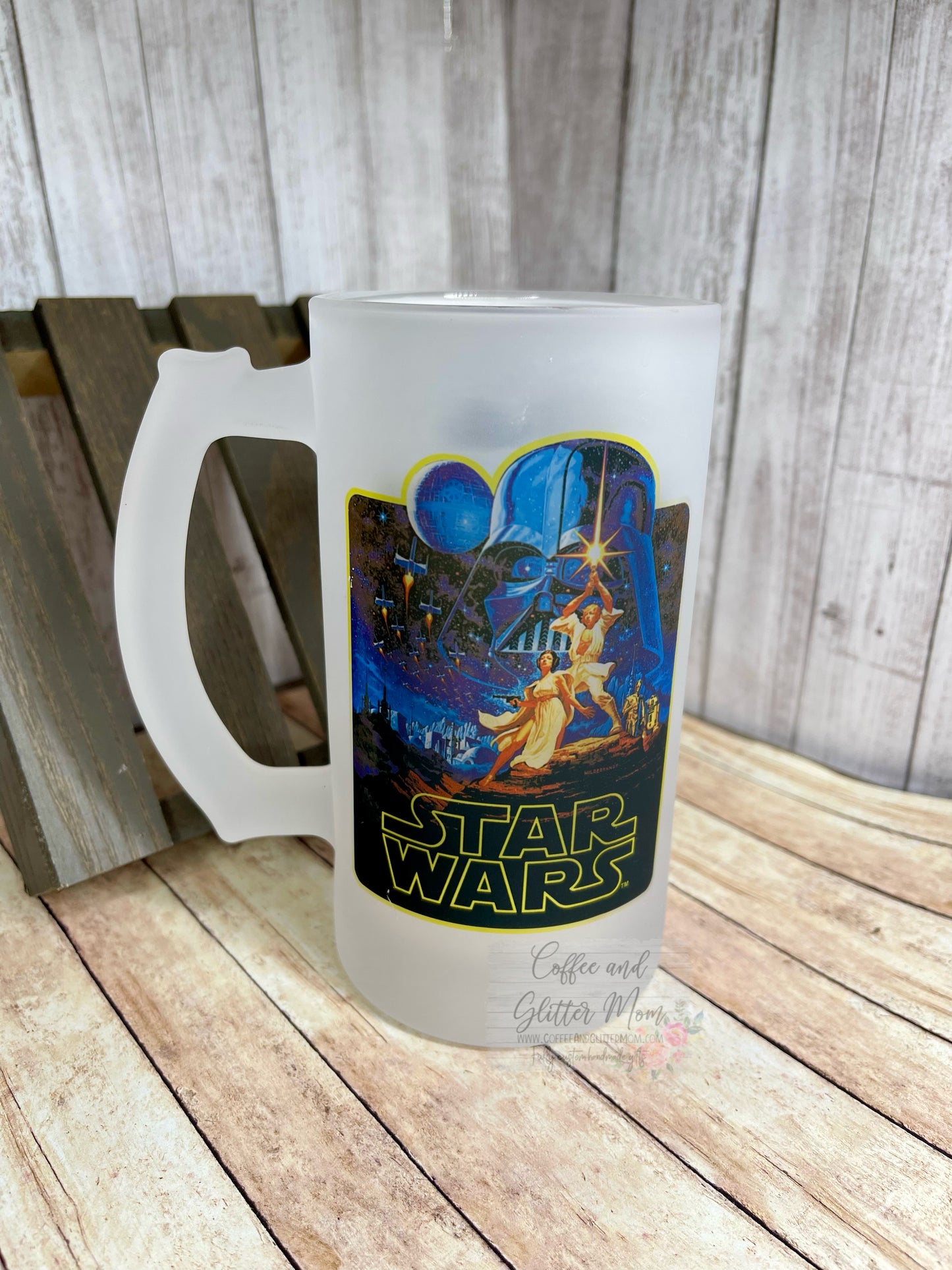 Star Galaxy 2-Sided 16oz Frosted Glass Stein