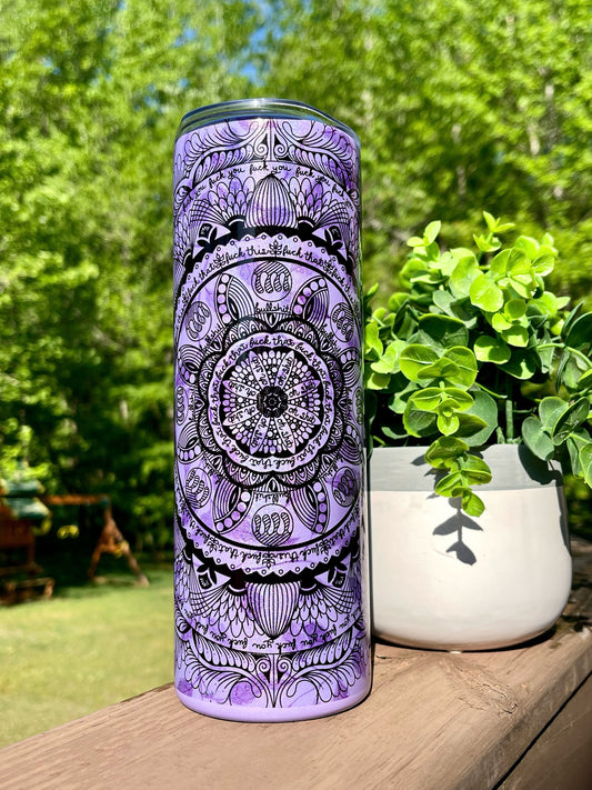 Naughty Mandala 20oz Purple Rainbow Skinny Tumbler