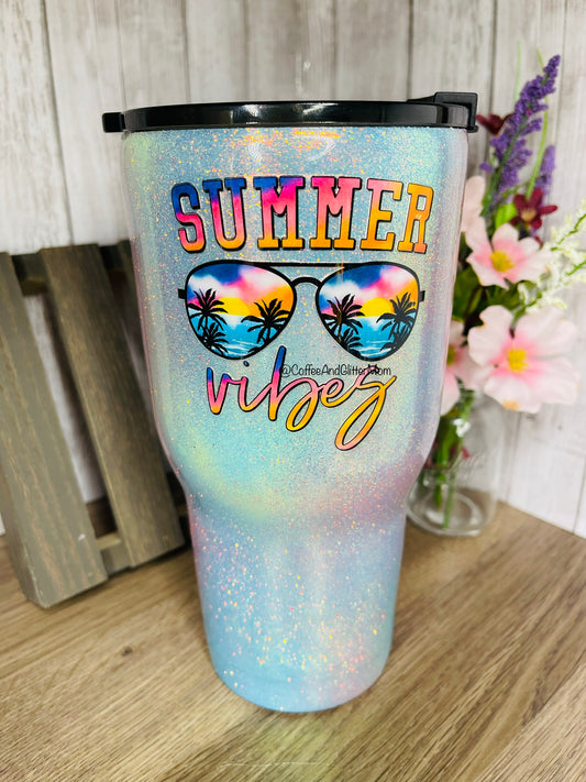 Summer Vibes Tie-Dye 30oz Slim Curve
