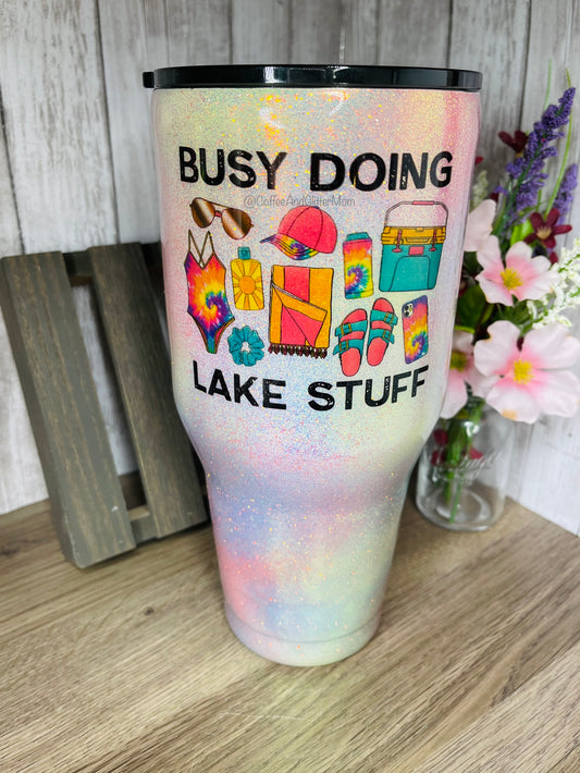 Busy Doing Lake Stuff Tie-Dye Pastel 40oz